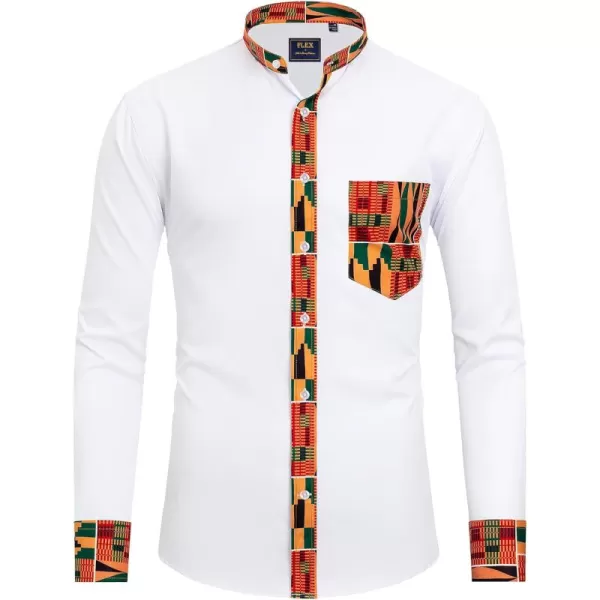 J.VER Mens Banded Collar Dress Shirts Long Sleeve Button Down Mandarin Collar Shirt Solid Stretch Shirt with Pocket