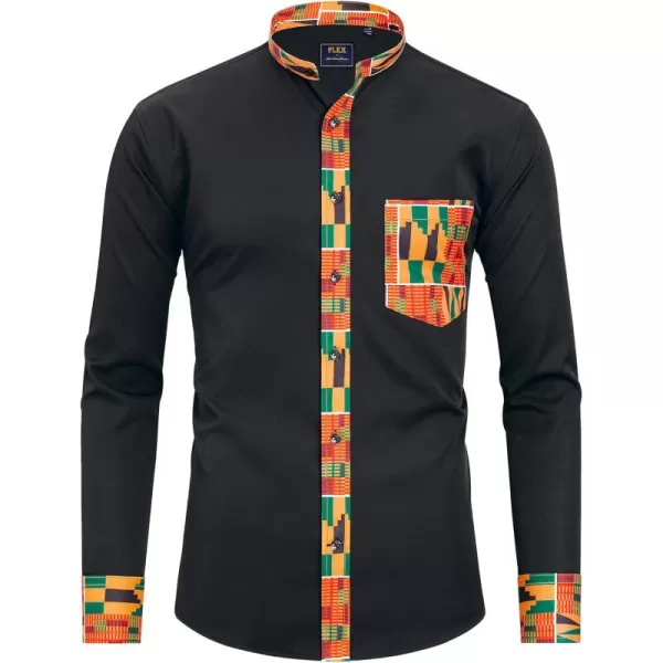 J.VER Mens Banded Collar Dress Shirts Long Sleeve Button Down Mandarin Collar Shirt Solid Stretch Shirt with Pocket