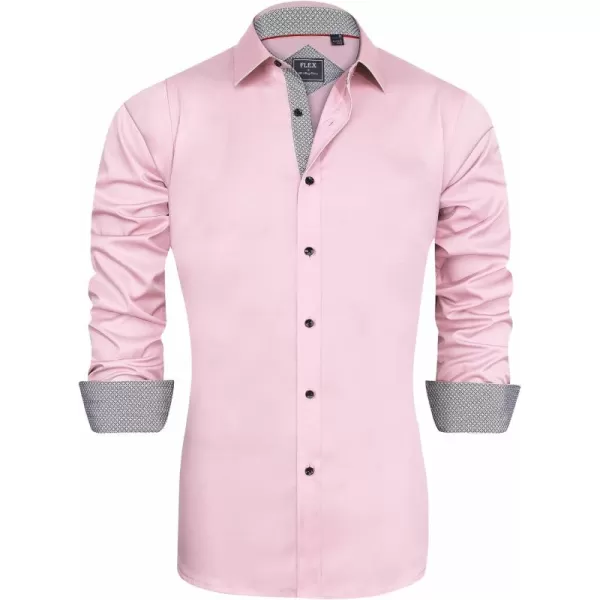 J.VER Men's Casual Long Sleeve Stretch Dress Shirt Wrinkle-Free Regular Fit Button Down Shirts