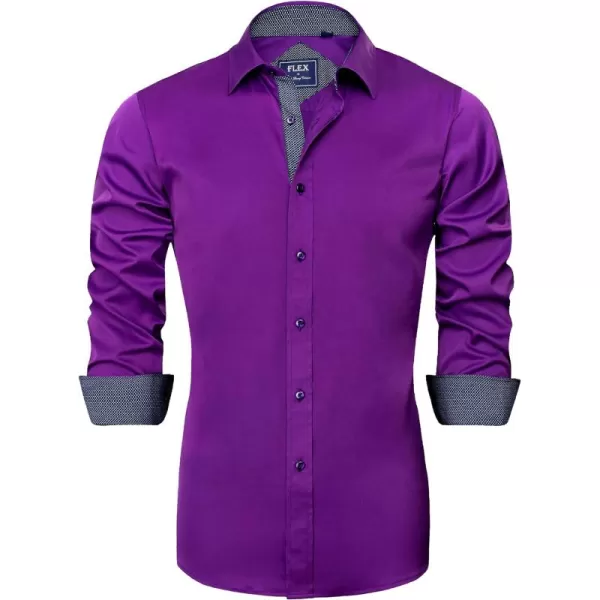 J.VER Men's Casual Long Sleeve Stretch Dress Shirt Wrinkle-Free Regular Fit Button Down Shirts