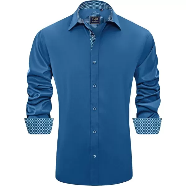 J.VER Men's Casual Long Sleeve Stretch Dress Shirt Wrinkle-Free Regular Fit Button Down Shirts