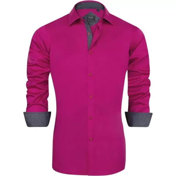 J.VER Men's Casual Long Sleeve Stretch Dress Shirt Wrinkle-Free Regular Fit Button Down Shirts