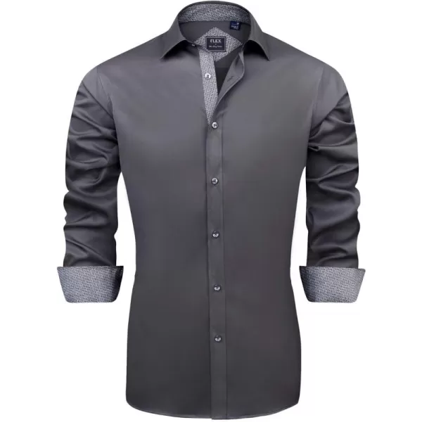 J.VER Men's Casual Long Sleeve Stretch Dress Shirt Wrinkle-Free Regular Fit Button Down Shirts