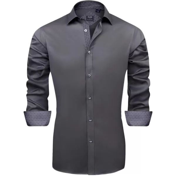 J.VER Men's Casual Long Sleeve Stretch Dress Shirt Wrinkle-Free Regular Fit Button Down Shirts