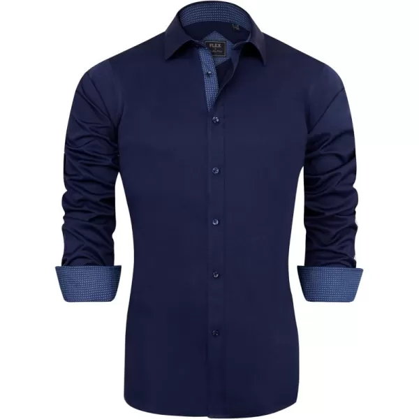 J.VER Men's Casual Long Sleeve Stretch Dress Shirt Wrinkle-Free Regular Fit Button Down Shirts