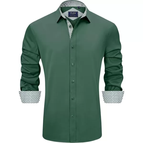 J.VER Men's Casual Long Sleeve Stretch Dress Shirt Wrinkle-Free Regular Fit Button Down Shirts