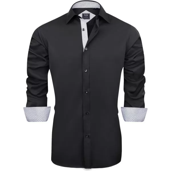 J.VER Men's Casual Long Sleeve Stretch Dress Shirt Wrinkle-Free Regular Fit Button Down Shirts