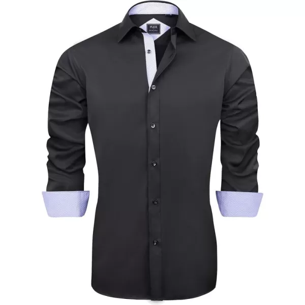J.VER Men's Casual Long Sleeve Stretch Dress Shirt Wrinkle-Free Regular Fit Button Down Shirts