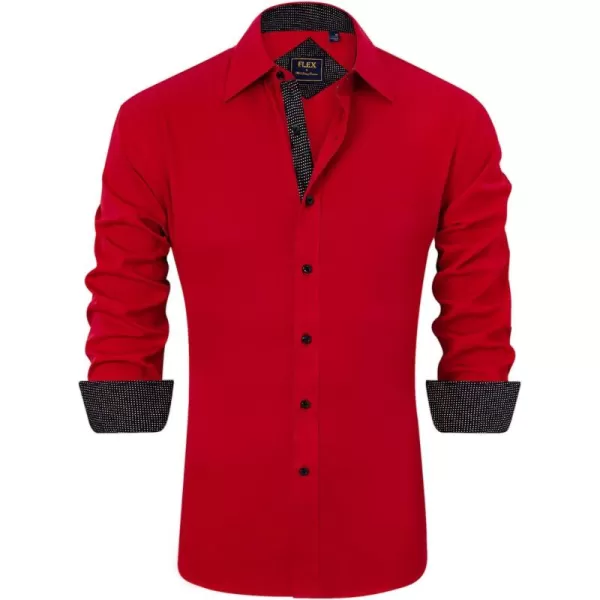 J.VER Men's Casual Long Sleeve Stretch Dress Shirt Wrinkle-Free Regular Fit Button Down Shirts