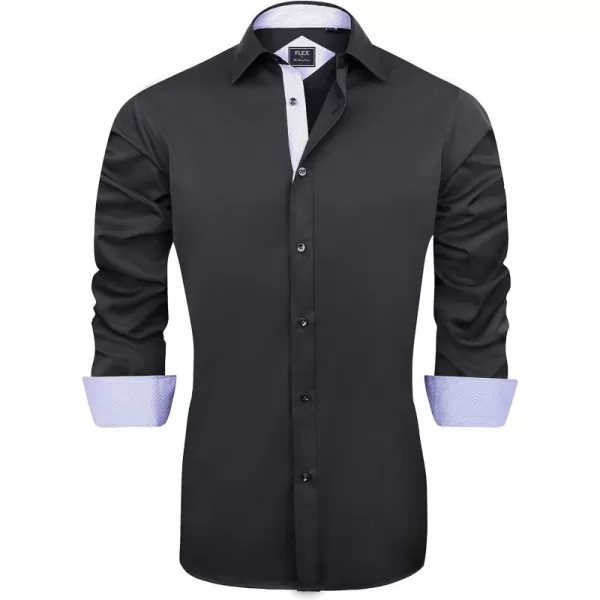 J.VER Men's Casual Long Sleeve Stretch Dress Shirt Wrinkle-Free Regular Fit Button Down Shirts