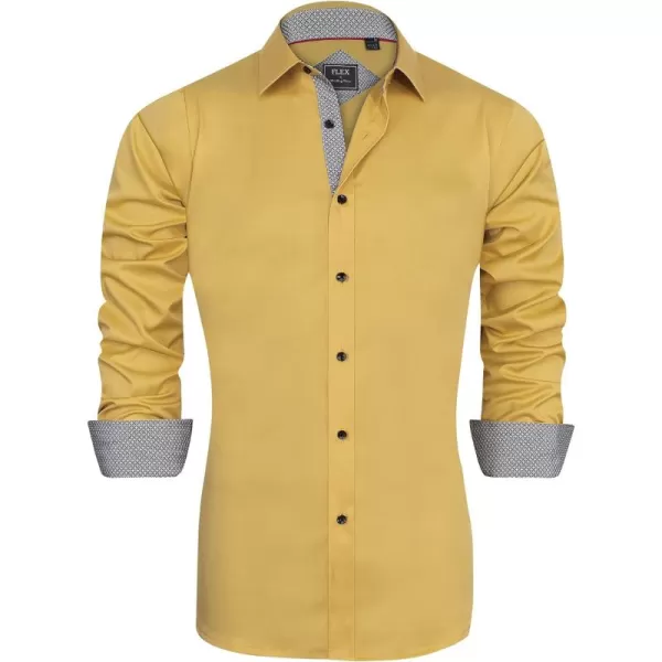 J.VER Men's Casual Long Sleeve Stretch Dress Shirt Wrinkle-Free Regular Fit Button Down Shirts