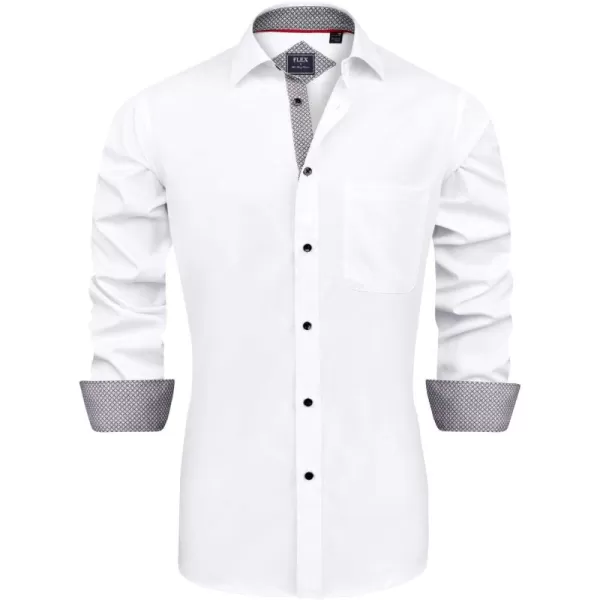 J.VER Men's Casual Long Sleeve Stretch Dress Shirt Wrinkle-Free Regular Fit Button Down Shirts