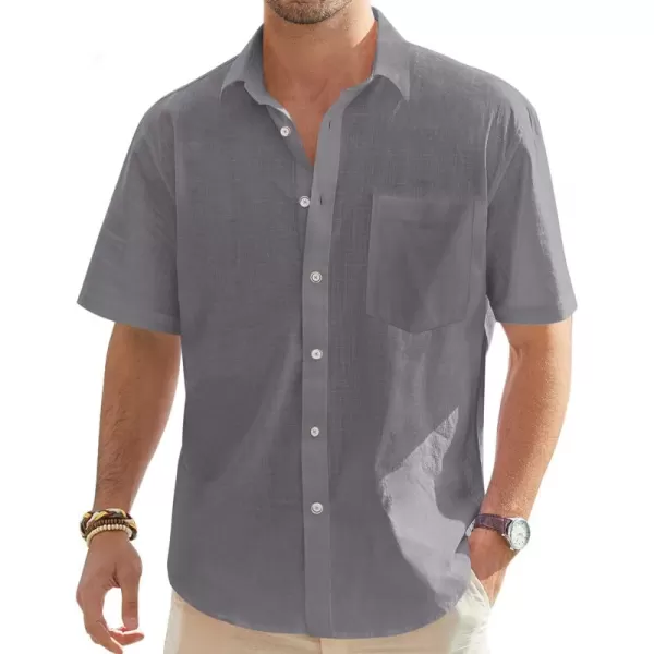 J.VER Men's Cotton Linen Short Sleeve Shirts Casual Lightweight Button Down Shirts Vacation Beach Summer Tops with Pocket