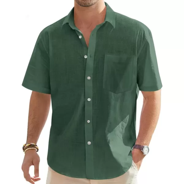 J.VER Men's Cotton Linen Short Sleeve Shirts Casual Lightweight Button Down Shirts Vacation Beach Summer Tops with Pocket