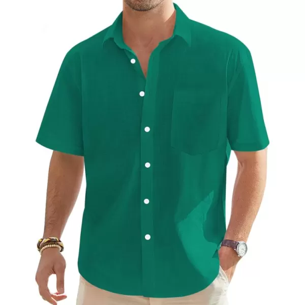 J.VER Men's Cotton Linen Short Sleeve Shirts Casual Lightweight Button Down Shirts Vacation Beach Summer Tops with Pocket