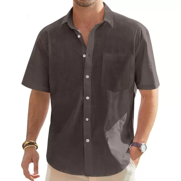 J.VER Men's Cotton Linen Short Sleeve Shirts Casual Lightweight Button Down Shirts Vacation Beach Summer Tops with Pocket
