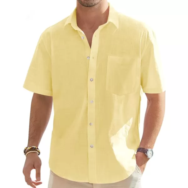 J.VER Men's Cotton Linen Short Sleeve Shirts Casual Lightweight Button Down Shirts Vacation Beach Summer Tops with Pocket