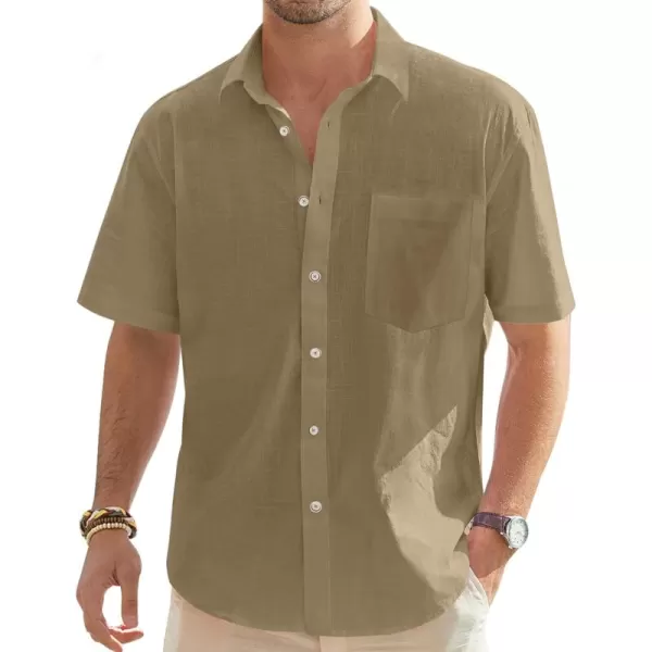 J.VER Men's Cotton Linen Short Sleeve Shirts Casual Lightweight Button Down Shirts Vacation Beach Summer Tops with Pocket