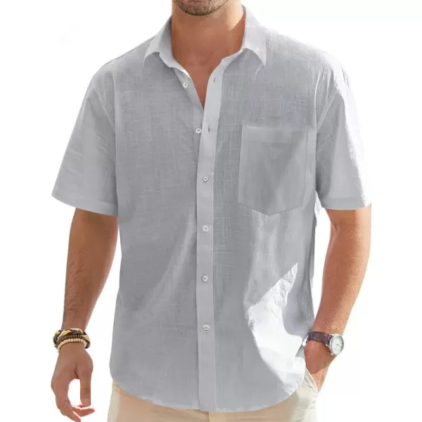 J.VER Men's Cotton Linen Short Sleeve Shirts Casual Lightweight Button Down Shirts Vacation Beach Summer Tops with Pocket