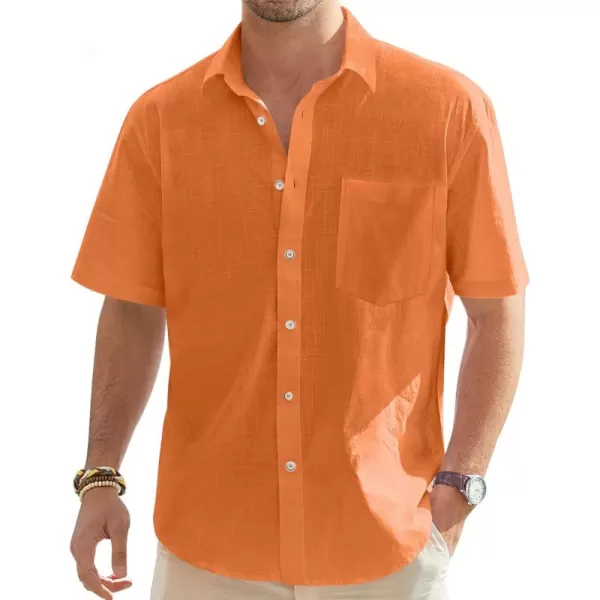 J.VER Men's Cotton Linen Short Sleeve Shirts Casual Lightweight Button Down Shirts Vacation Beach Summer Tops with Pocket