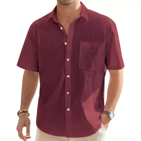 J.VER Men's Cotton Linen Short Sleeve Shirts Casual Lightweight Button Down Shirts Vacation Beach Summer Tops with Pocket