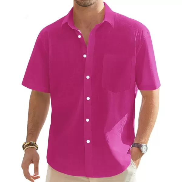 J.VER Men's Cotton Linen Short Sleeve Shirts Casual Lightweight Button Down Shirts Vacation Beach Summer Tops with Pocket