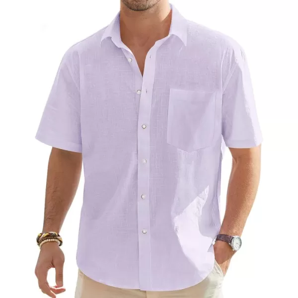 J.VER Men's Cotton Linen Short Sleeve Shirts Casual Lightweight Button Down Shirts Vacation Beach Summer Tops with Pocket