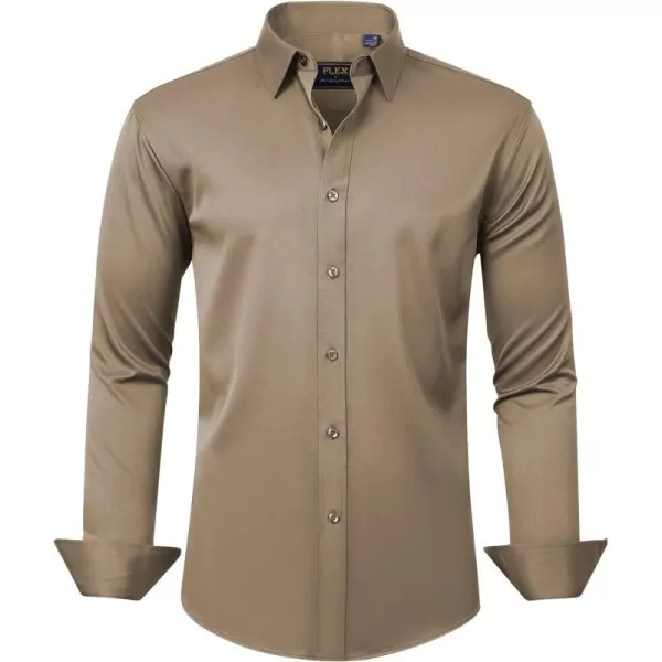 J.VER Men's Dress Shirts Solid Long Sleeve Stretch Wrinkle-Free Formal Shirt Business Casual Button Down Shirts