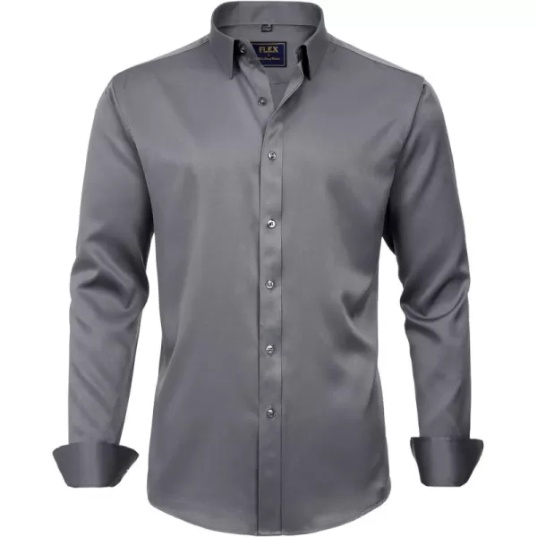 J.VER Men's Dress Shirts Solid Long Sleeve Stretch Wrinkle-Free Formal Shirt Business Casual Button Down Shirts