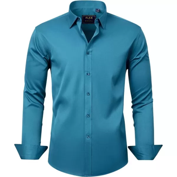 J.VER Men's Dress Shirts Solid Long Sleeve Stretch Wrinkle-Free Formal Shirt Business Casual Button Down Shirts