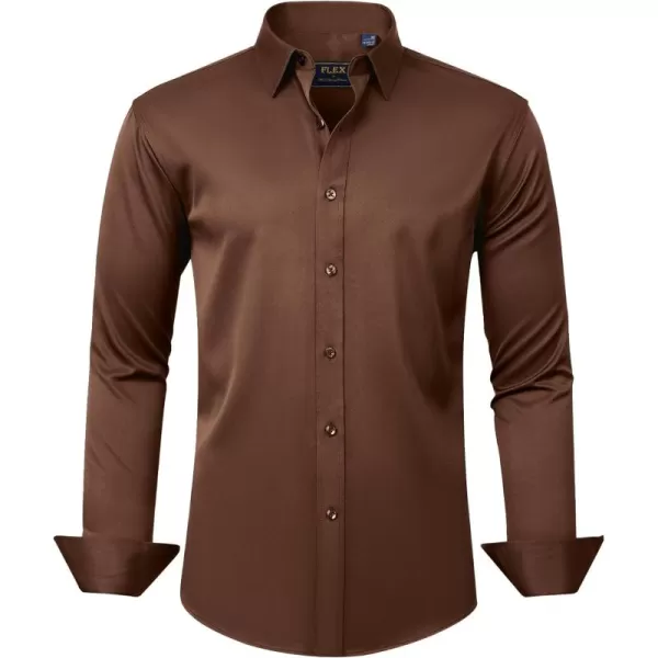J.VER Men's Dress Shirts Solid Long Sleeve Stretch Wrinkle-Free Formal Shirt Business Casual Button Down Shirts