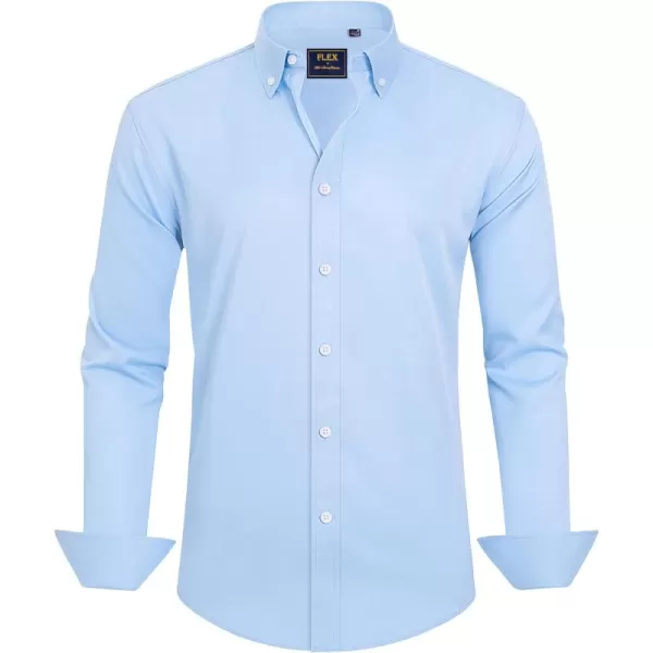 J.VER Men's Dress Shirts Solid Long Sleeve Stretch Wrinkle-Free Formal Shirt Business Casual Button Down Shirts
