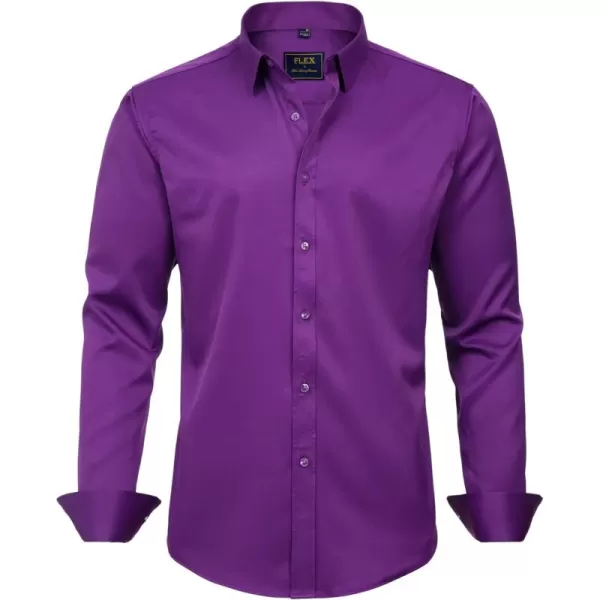 J.VER Men's Dress Shirts Solid Long Sleeve Stretch Wrinkle-Free Formal Shirt Business Casual Button Down Shirts