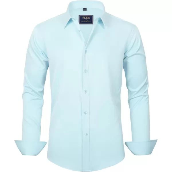 J.VER Men's Dress Shirts Solid Long Sleeve Stretch Wrinkle-Free Formal Shirt Business Casual Button Down Shirts