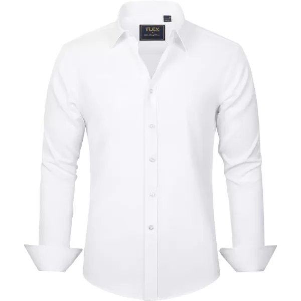 J.VER Men's Dress Shirts Solid Long Sleeve Stretch Wrinkle-Free Formal Shirt Business Casual Button Down Shirts