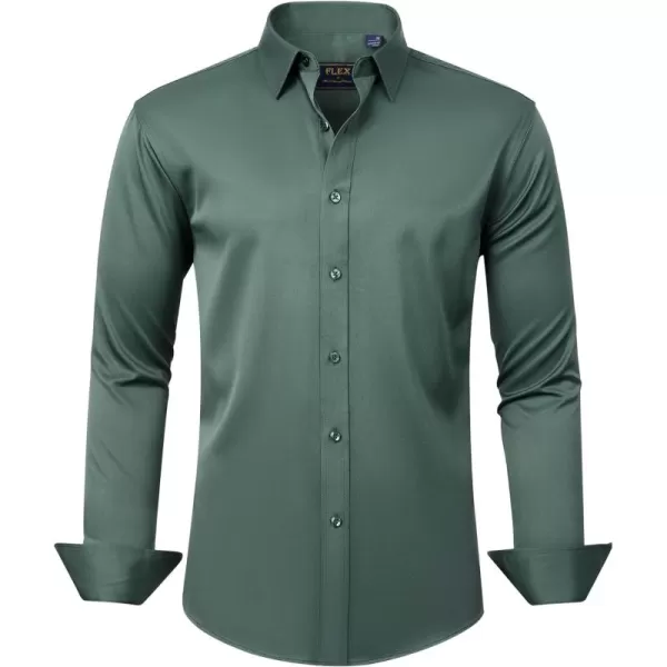 J.VER Men's Dress Shirts Solid Long Sleeve Stretch Wrinkle-Free Formal Shirt Business Casual Button Down Shirts