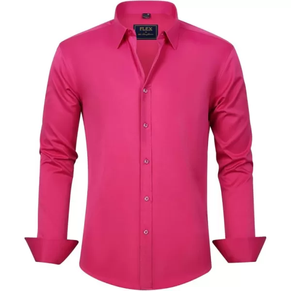 J.VER Men's Dress Shirts Solid Long Sleeve Stretch Wrinkle-Free Formal Shirt Business Casual Button Down Shirts