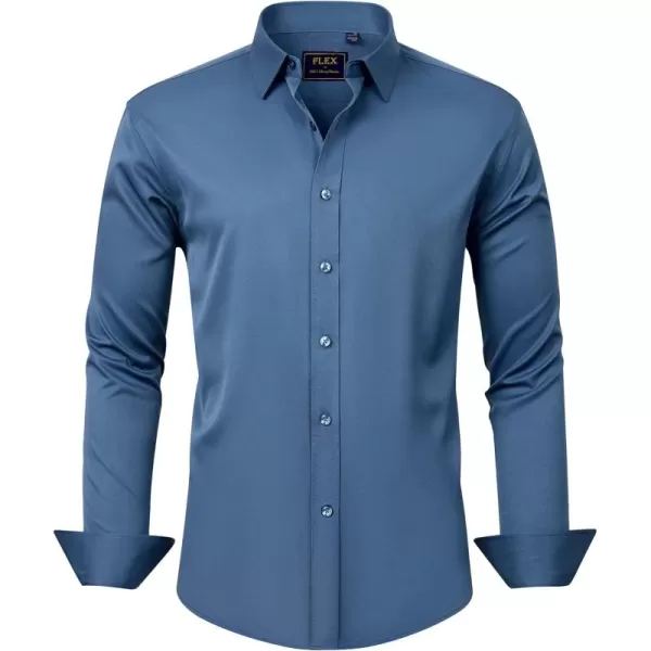 J.VER Men's Dress Shirts Solid Long Sleeve Stretch Wrinkle-Free Formal Shirt Business Casual Button Down Shirts
