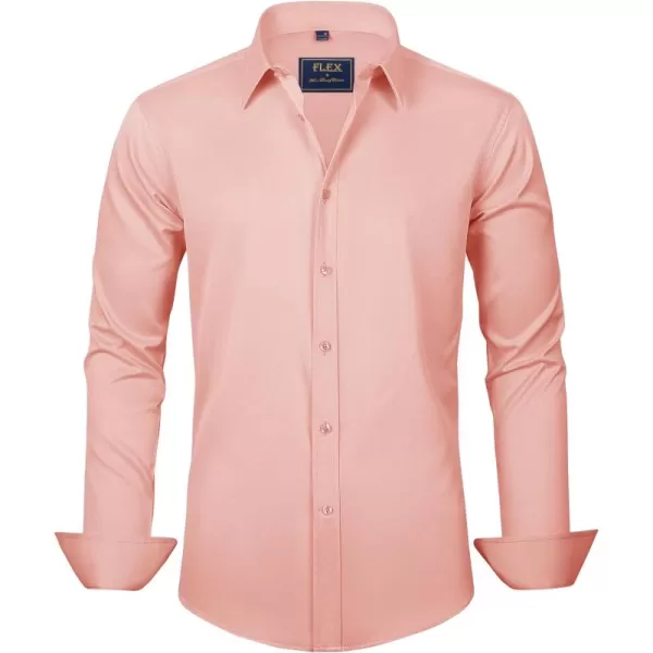 J.VER Men's Dress Shirts Solid Long Sleeve Stretch Wrinkle-Free Formal Shirt Business Casual Button Down Shirts