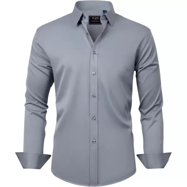 J.VER Men's Dress Shirts Solid Long Sleeve Stretch Wrinkle-Free Formal Shirt Business Casual Button Down Shirts