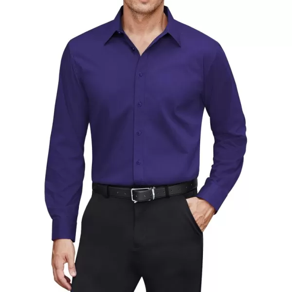 J.VER Men's Dress Shirts Stretch Stain Shield Long Sleeve Solid Formal Shirt Business Casual Button Down Shirts