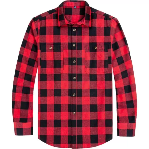 J.VER Men's Flannel Plaid Shirts Long Sleeve Regular Fit Casual Button Down Shirt