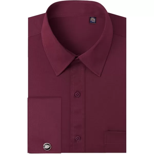 J.VER Men's French Cuff Dress Shirts Regular Fit Long Sleeve Spread Collar Metal Cufflink