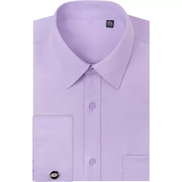 J.VER Men's French Cuff Dress Shirts Regular Fit Long Sleeve Spread Collar Metal Cufflink