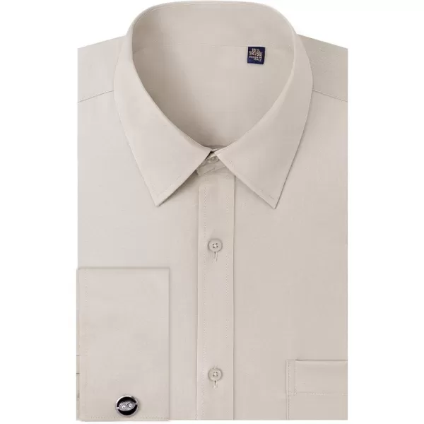 J.VER Men's French Cuff Dress Shirts Regular Fit Long Sleeve Spread Collar Metal Cufflink