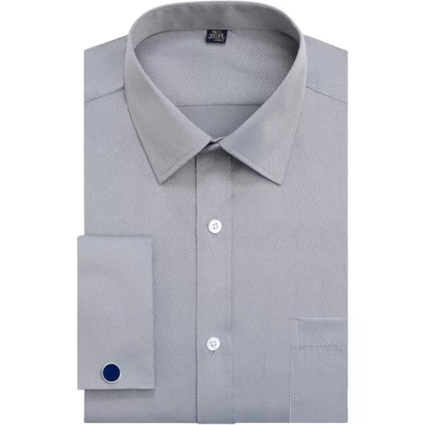 J.VER Men's French Cuff Dress Shirts Regular Fit Long Sleeve Spread Collar Metal Cufflink