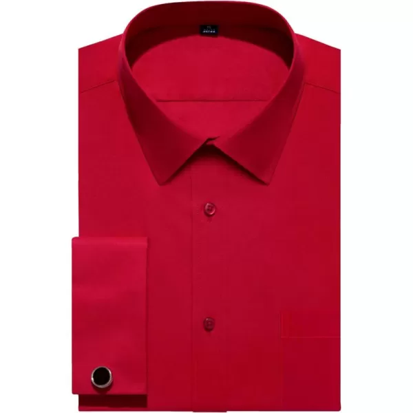 J.VER Men's French Cuff Dress Shirts Regular Fit Long Sleeve Spread Collar Metal Cufflink