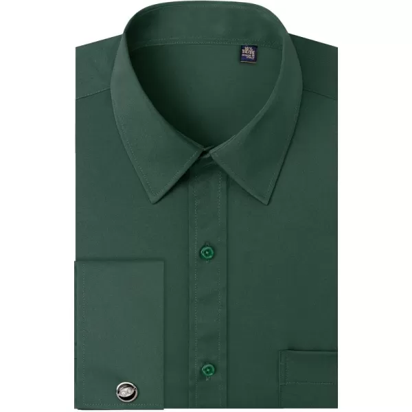 J.VER Men's French Cuff Dress Shirts Regular Fit Long Sleeve Spread Collar Metal Cufflink