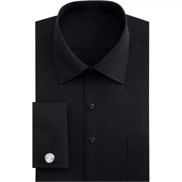 J.VER Men's French Cuff Dress Shirts Regular Fit Long Sleeve Spread Collar Metal Cufflink