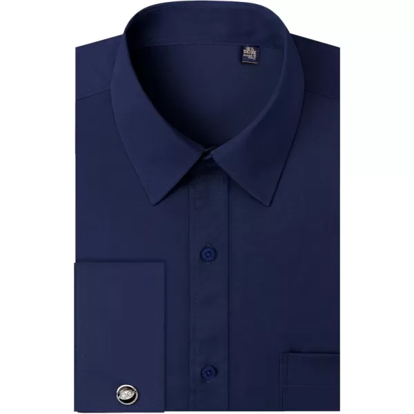 J.VER Men's French Cuff Dress Shirts Regular Fit Long Sleeve Spread Collar Metal Cufflink